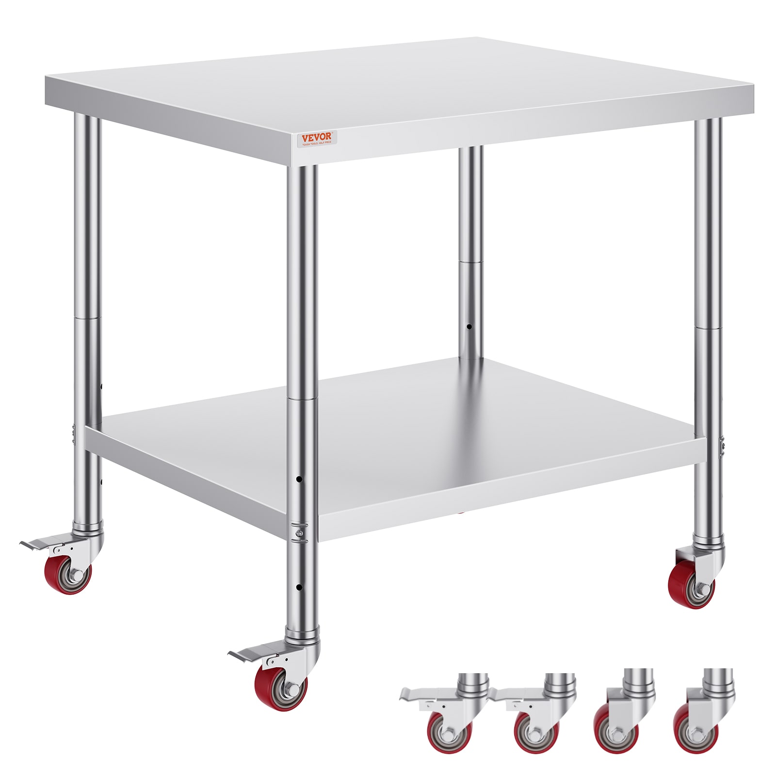 Stainless Steel Commercial Kitchen Prep Table With Adjustable Shelf_voghion.com